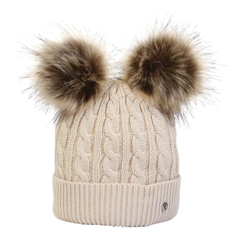 Hy Equestrian Morzine Children's Bobble Hat - Beige